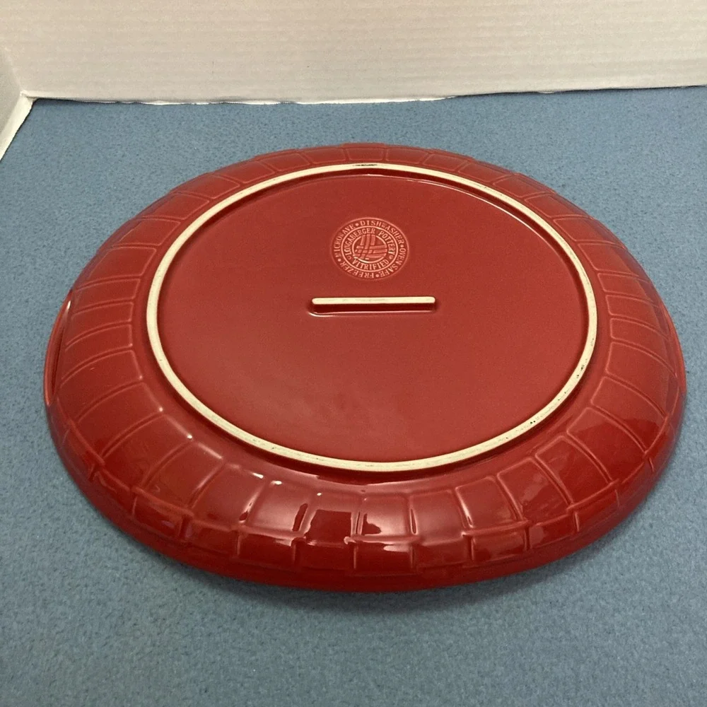 Longaberger Pottery Woven Traditions Tomato Contour Serving Platter w/Handles